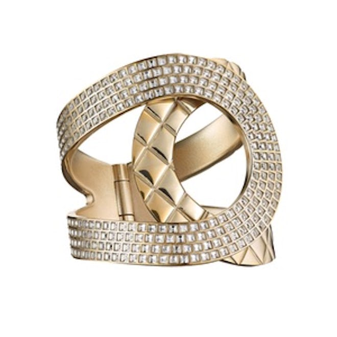 Metal and Strass Gold and Crystal Cuff