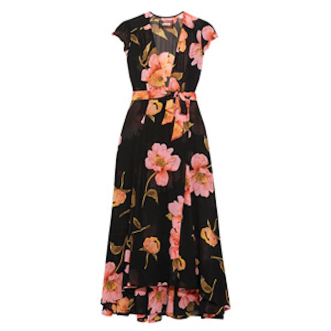 Floral-Print Georgette Wrap Dress