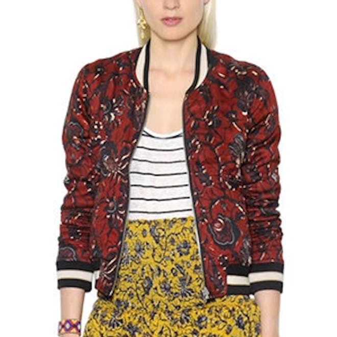 Embroidered Printed Cotton Bomber Jacket