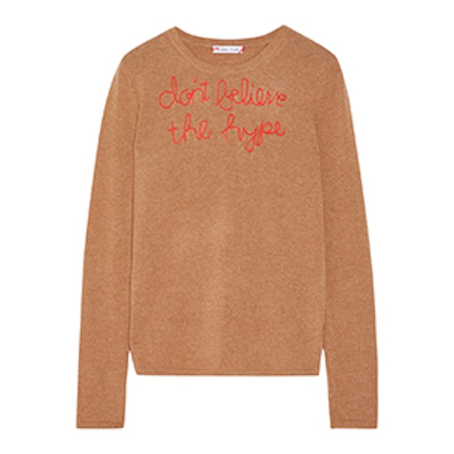 Don’t Believe The Hype Embroidered Cashmere Sweater