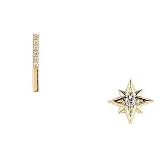 Pave Bar and North Star Earrings