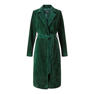 Green Suede Trench Coat