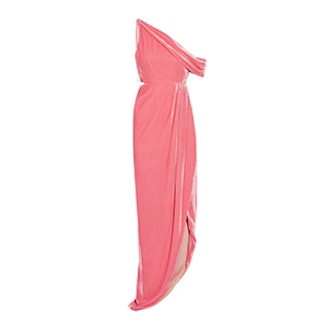 One-Shoulder Cutout Velvet Gown