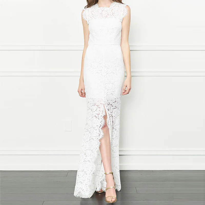 knee length dresses for ladies Rachel Zoe White Estelle Open Back Eyelash Lace Wedding Dress