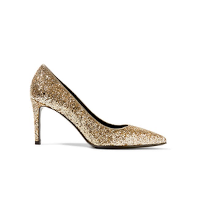 Glittered Leather Pumps
