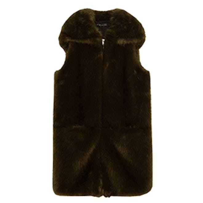 Long Faux Fur Waistcoat with Hood