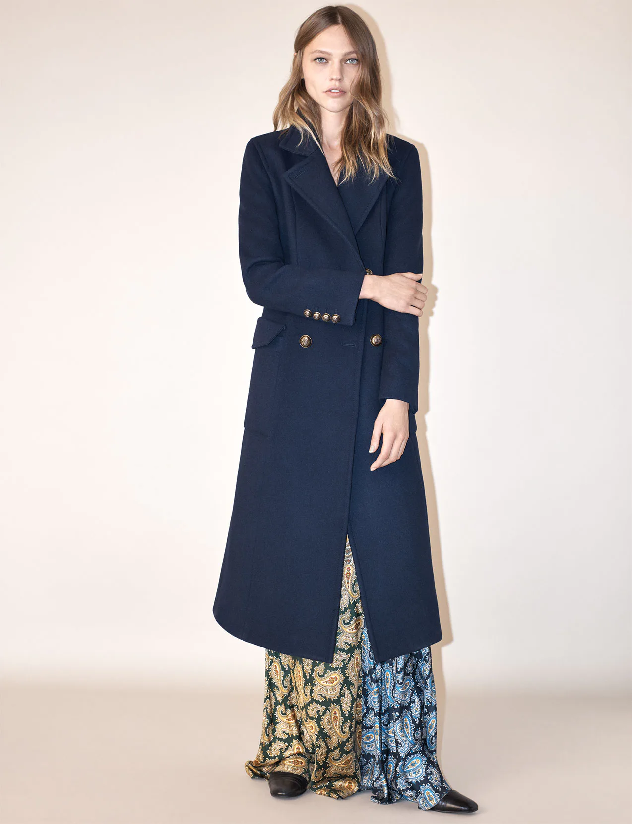 Zara Navy Long Coat Zara