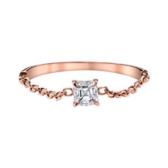 Asscher Diamond Chain Ring