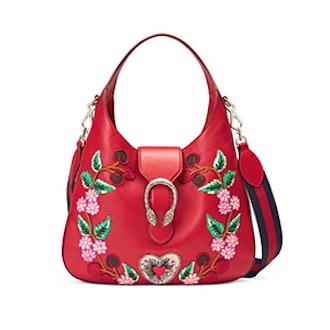 Dionysus Embroidered Leather Hobo