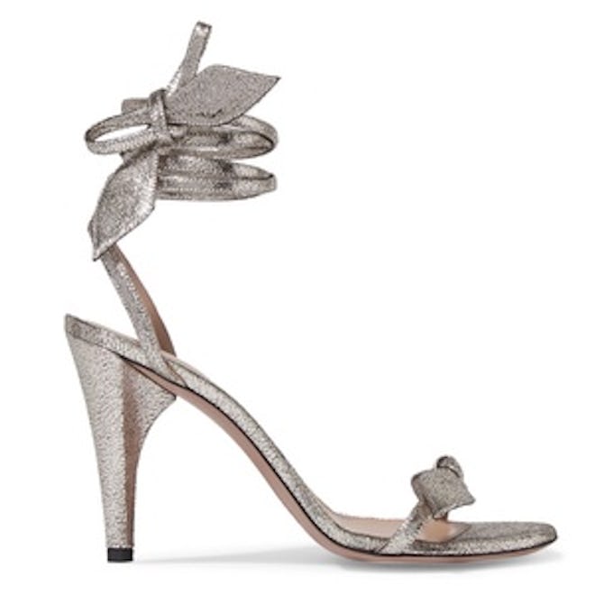 Mike Metallic Cracked-Leather Sandals