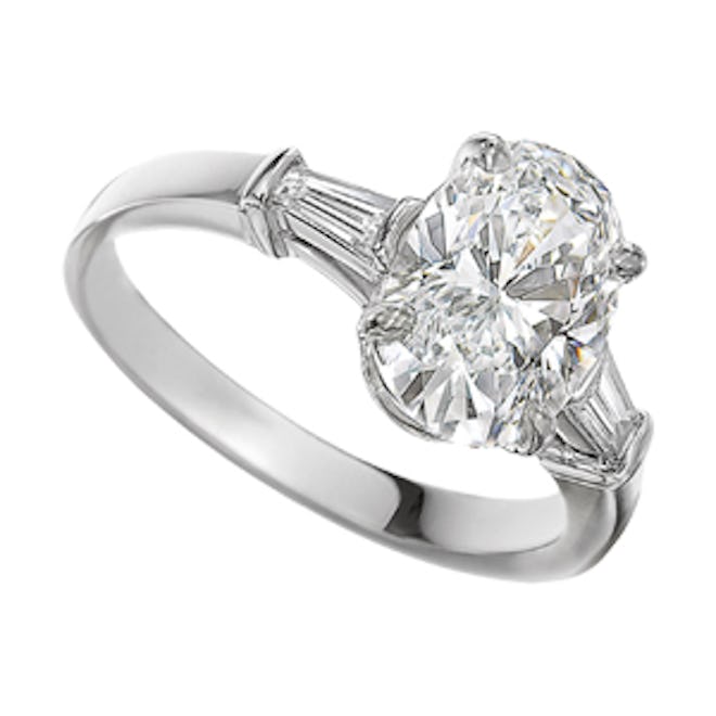 Griffe Oval Diamond Ring In Platinum