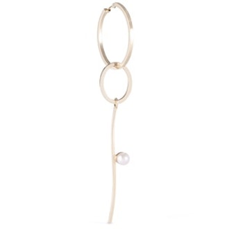 Curved Bar Single Statement Earring With Pearl Detail