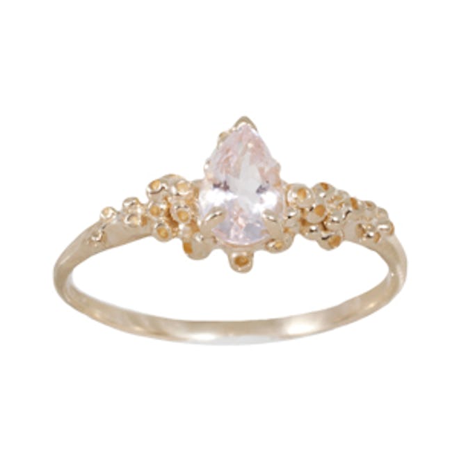 Yellow Gold and Morganite Solitaire Ring By Ruta Reifen