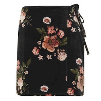Floral Velvet Wrap Skirt