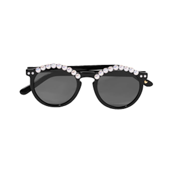 Tara Round-Frame Embellished Acetate Sunglasses