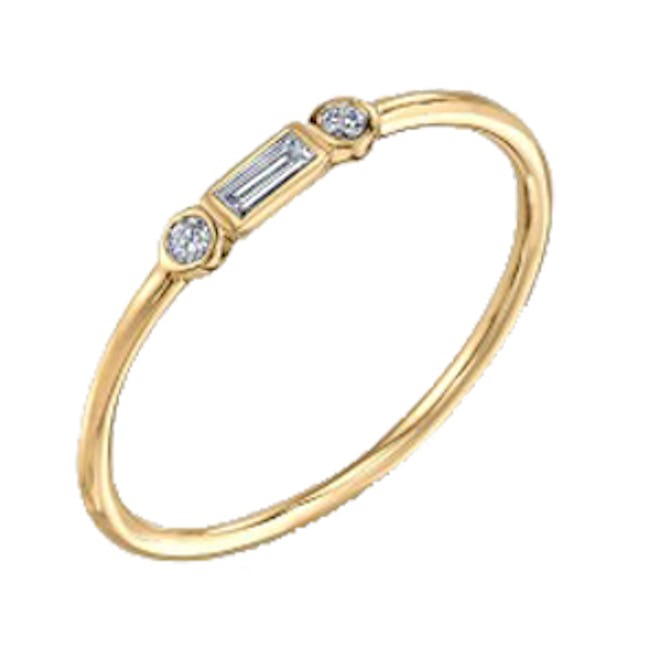 Yellow-Gold And Diamond Baguette & Bezel Ring