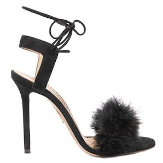 Salsa Feather-Embellished Suede Sandals