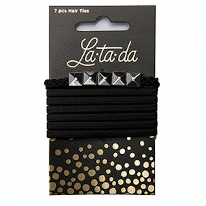 Silver Bead & Black Hair Ties