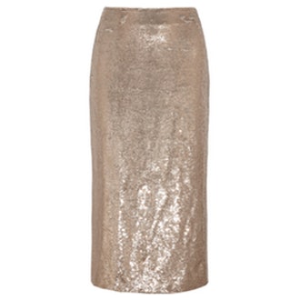 Bump Sequined Twill Midi Skirt