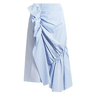 Gingham and Striped Cotton-Poplin Skirt