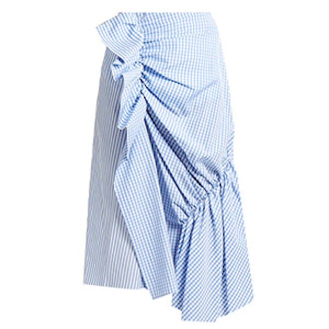 Gingham and Striped Cotton-Poplin Skirt