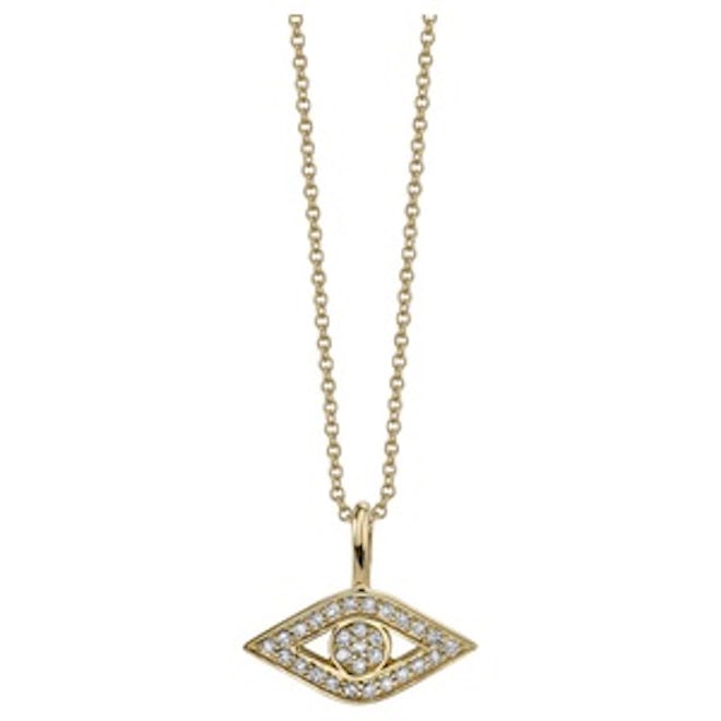 Small Pavé Evil Eye Diamond & 14K Yellow Gold Pendant Necklace