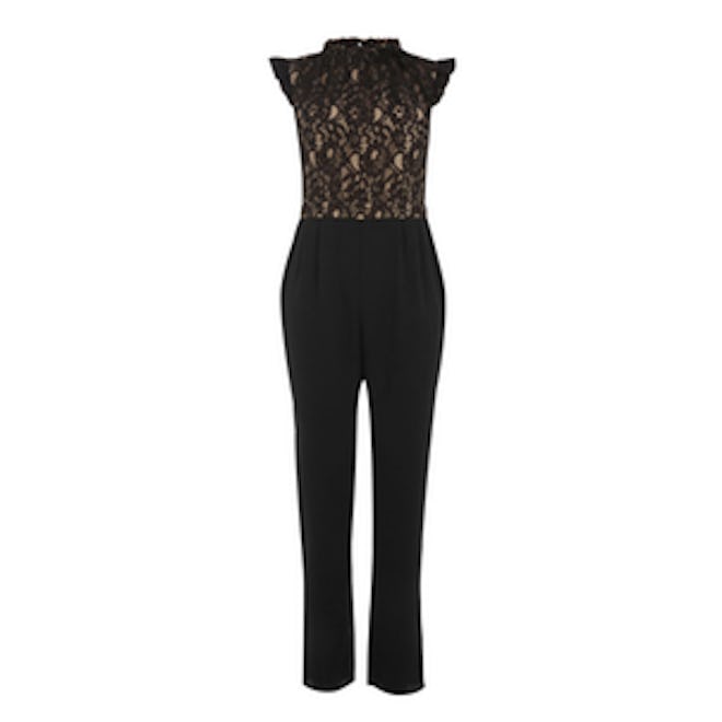 Ruffle Neck Lace Jumpsuit