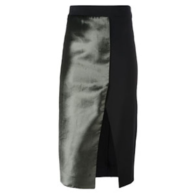 Split Front Satin Skirt