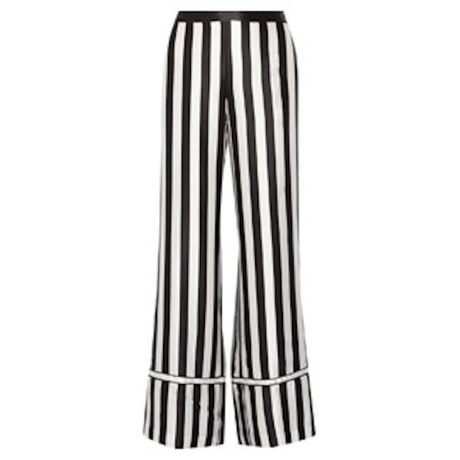 Striped Silk-Satin Wide-Leg Pants