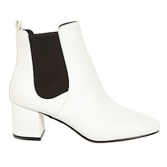 White Block Heel Chelsea Boots