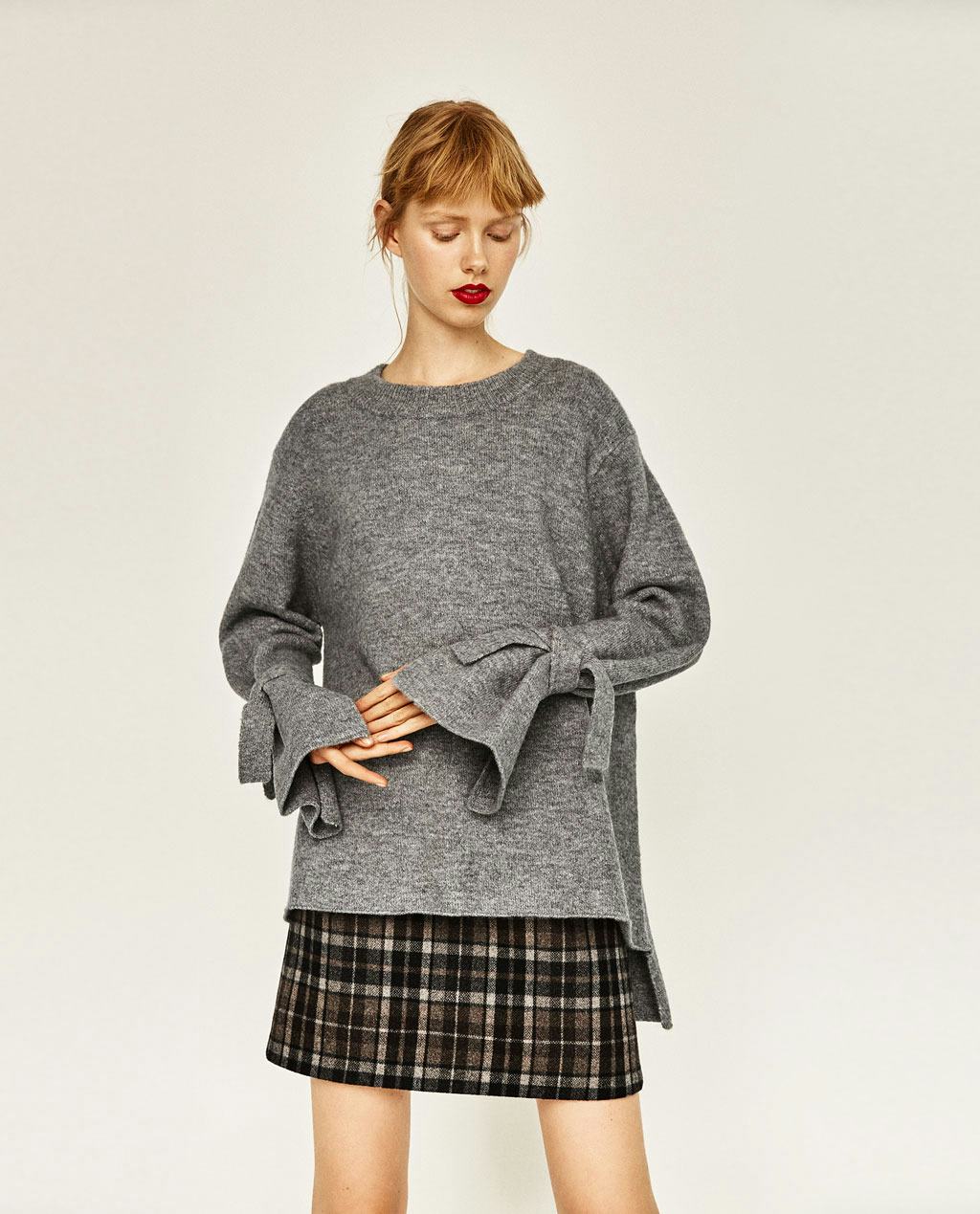 Zara tie 2024 sleeve sweater