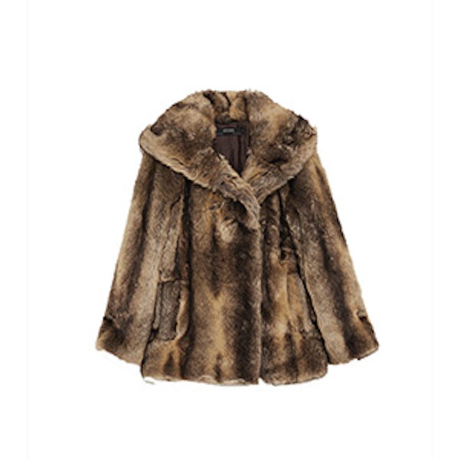 Faux Fur Textured Coat With Hood