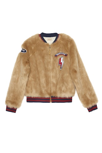 Letterman Patch Fur Jacket
