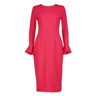 Marielle Frill Sleeve Fitted Midi Dress