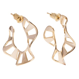 Stripe Ruffle Gold-Plated Earrings