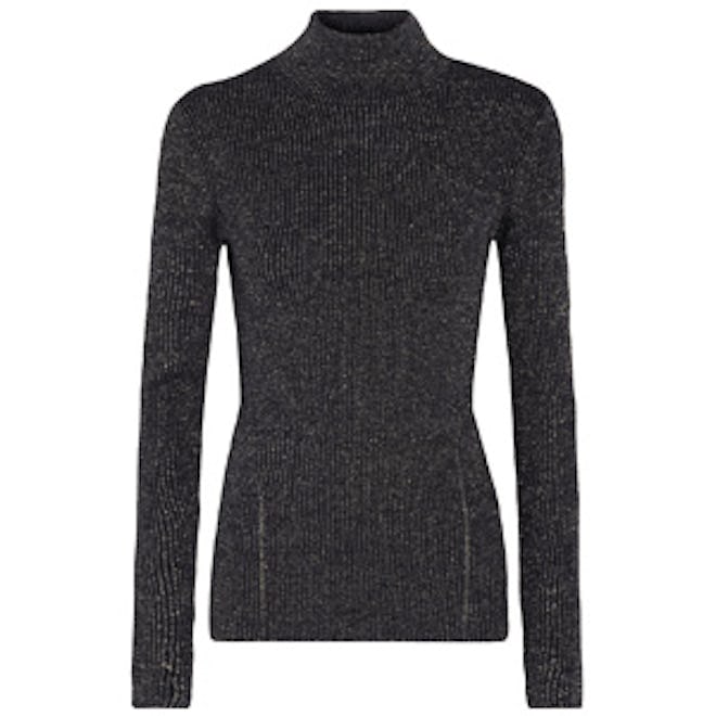 Tess Metallic Merino Wool-Blend Turtleneck Sweater
