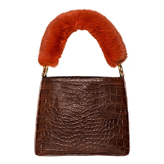 Croc Fur Handle Bag