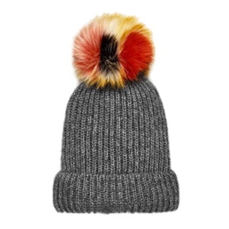 Rib Knit Hat With Pom-Pom