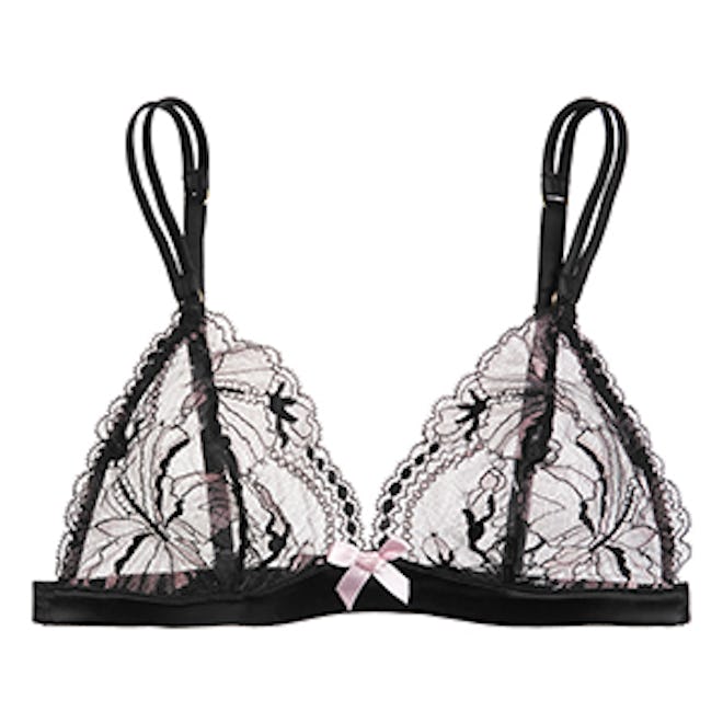 Macie Leavers Lace And Satin Soft-Cup Triangle Bra