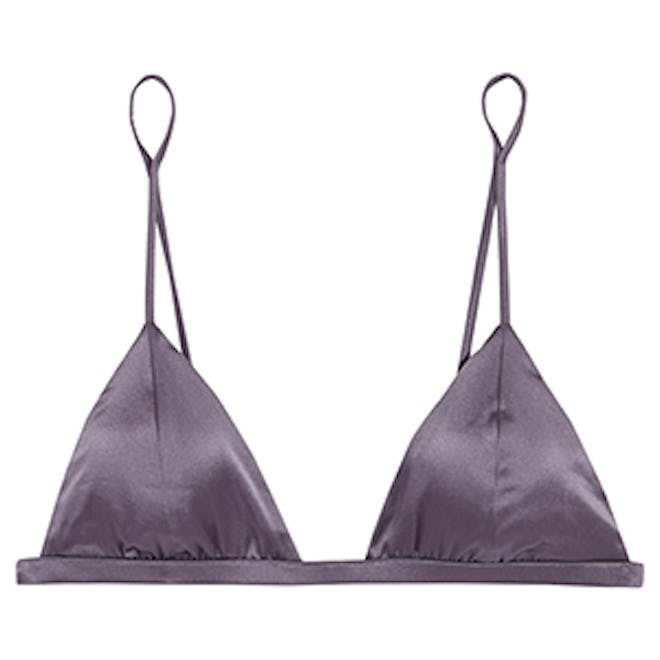 Stretch-Silk Satin Soft-Cup Bra