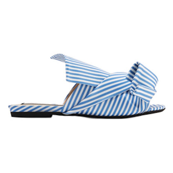 Knotted Striped Satin Sandals