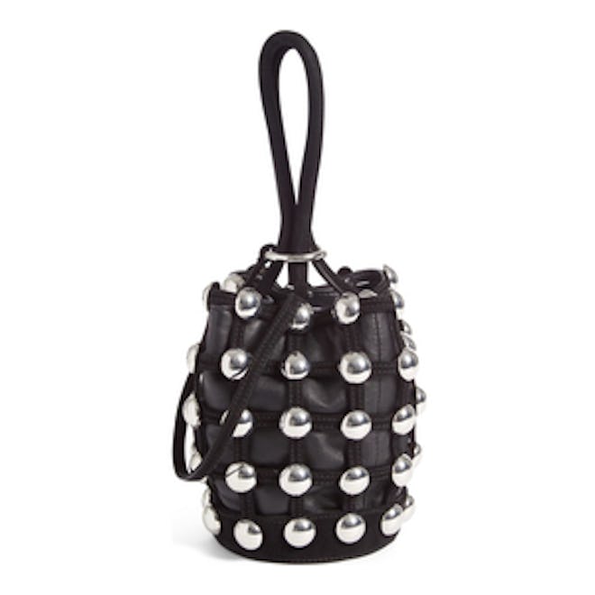 Mini Roxy Studded Suede Bucket Bag