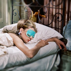 Audrey Hepburn sleeping in a scene from 'Breakfast at Tiffany's'