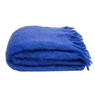Blue Fringed Mohair Blanket