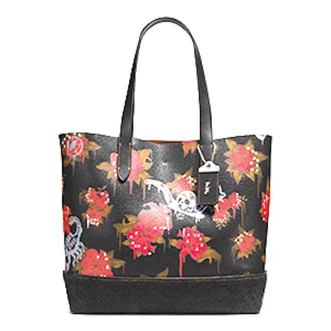 Gotham Tote in Pebble Leather with Wild Lily Print