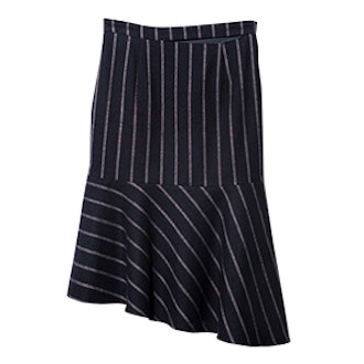 Pinstripe Peplum Midi Skirt