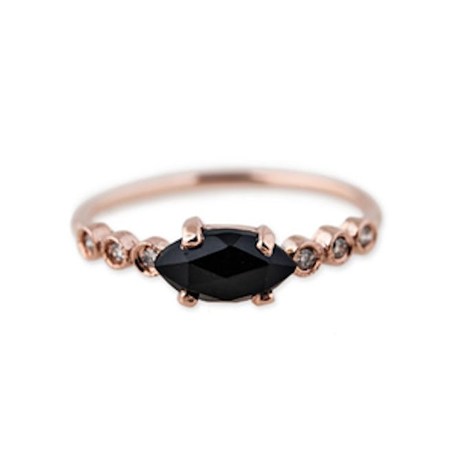 6 Diamond Onyx Marquise Ring