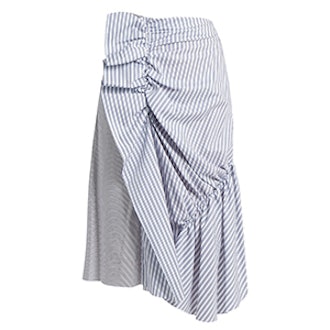 Patchwork Ruched Striped Cotton Skirt