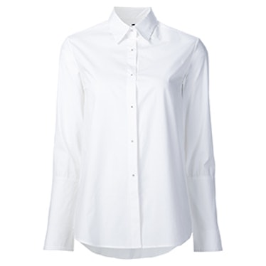 oversize button-down shirt outfits 2022 white button down