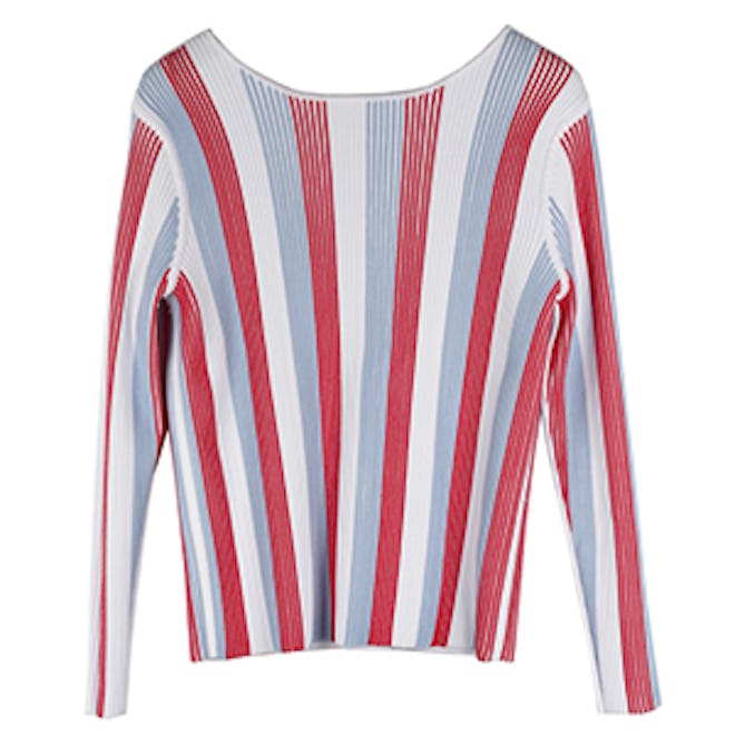 Norah Ribbed Deep V Reversible Pullover